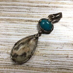 834 Studio Barse Jasper & Turquoise Bronze enhancer pendant